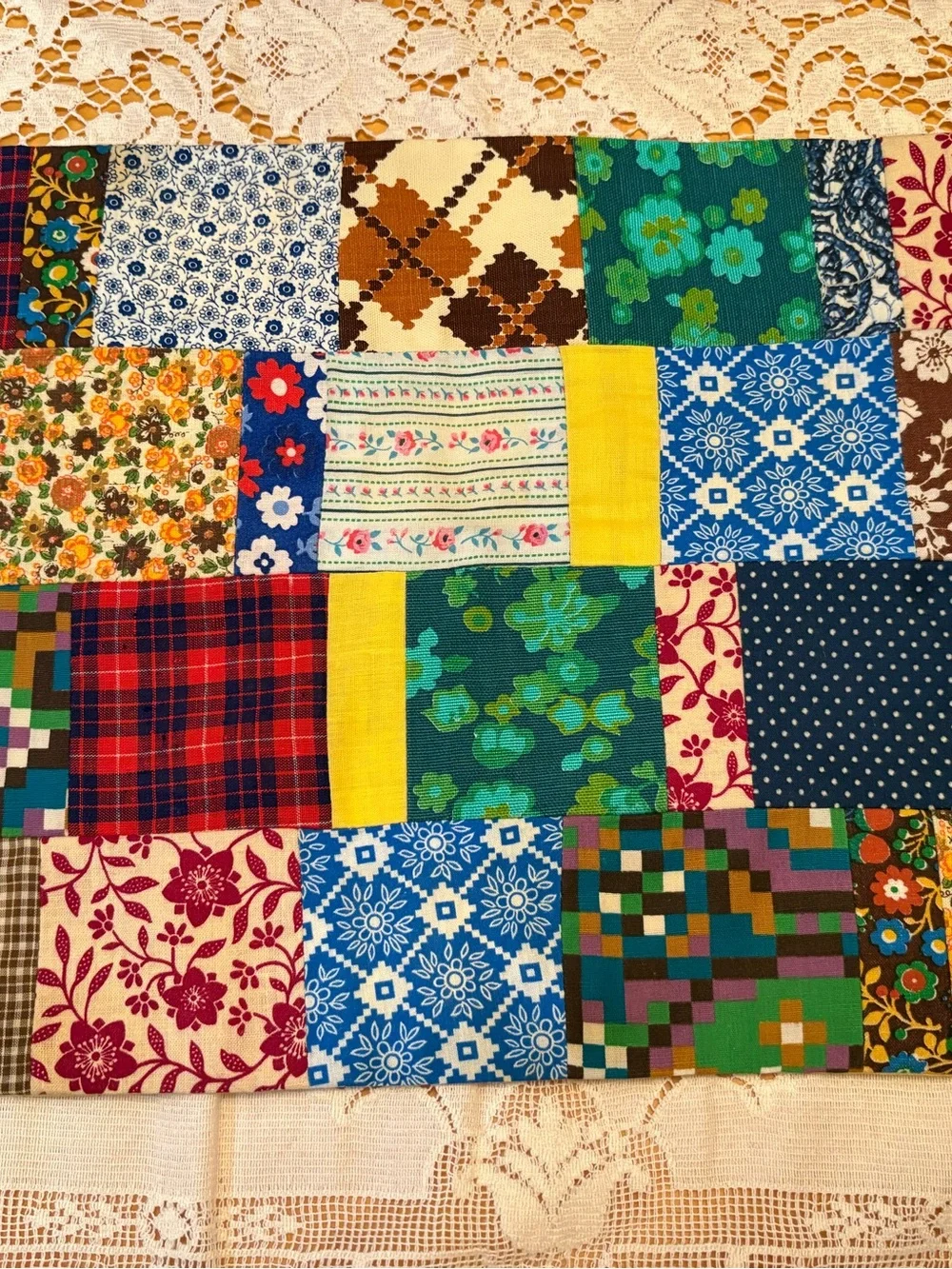 Handmade Patchwork Placemats ♥️ Set of 4 Multicolor Floral & Plaid